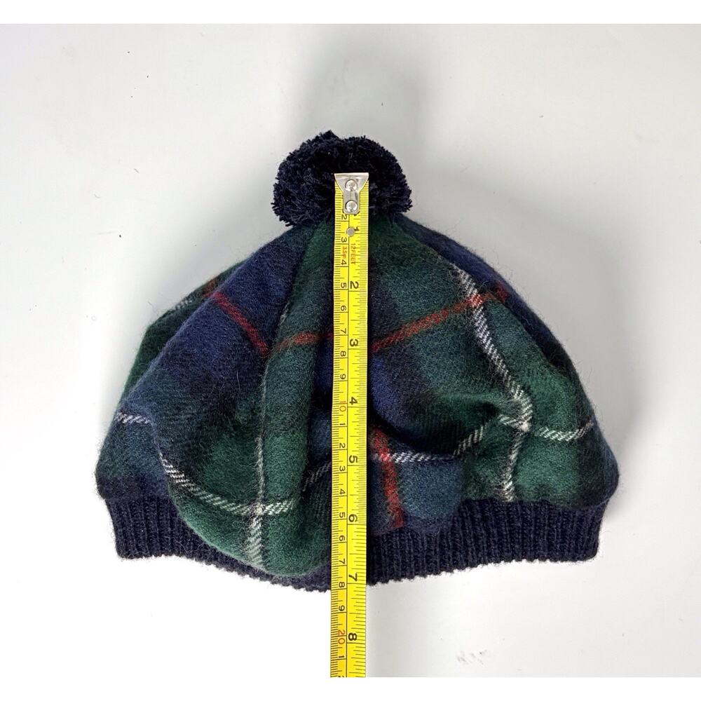 Scottish Lochcarron wool beanie hat Highlander plaid tam pom grn blu red wht NWT - Picture 9 of 9